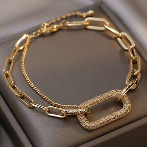 Yellow Gold Women's Rhinestone Bracelet